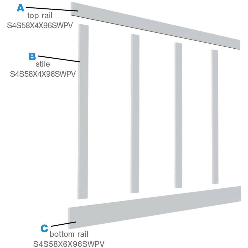 Ekena Millwork 56 in. X 58 in. X 96 in. Expanded Cellular PVC Classic Shaker Moulding Kit (for heights up to 56 in. H) WPKP56X03CS