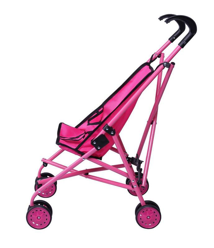 Click N' Play Precious Toys Pink and Black Handles Baby Doll Stroller (with Swiveling Wheels)