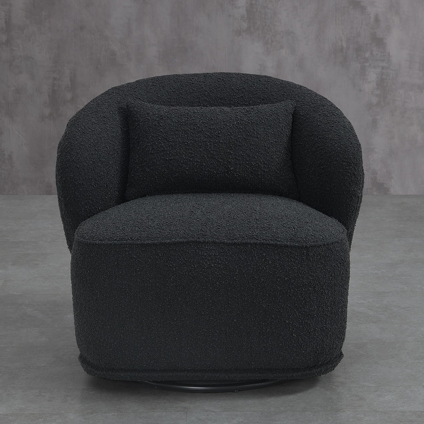 Boucle Upholstered Tufted Back Swivel Barrel Chair