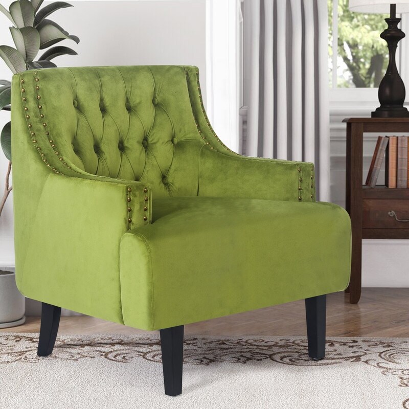 Adeco Accent Chair Armchair Mid Century Modern Velvet Sofa Chair