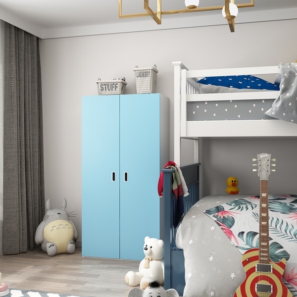 Wardrobe Closet Wood Armoire Wardrobe Storage Cabinet for Boys， Girls - - 37764981