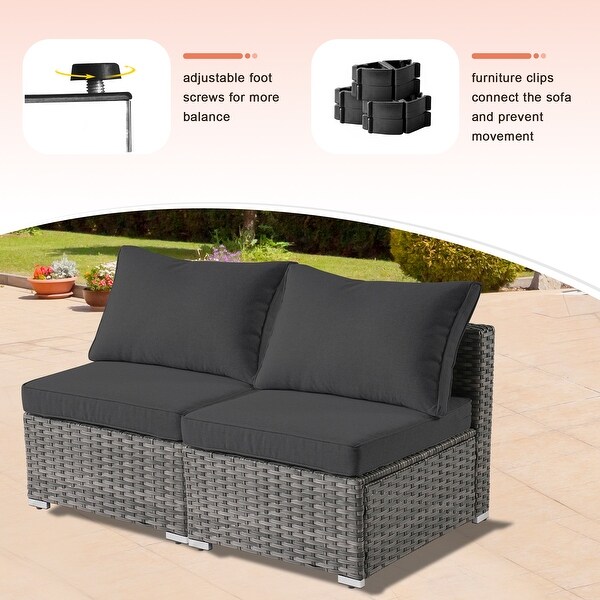 XIZZI Patio Furniture Set 6 Pieces Outdoor Sectional Rattan Sofa with Firepit