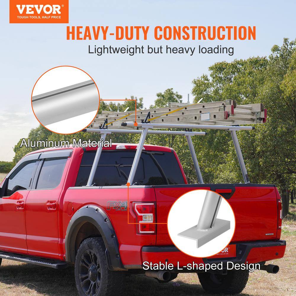 VEVOR 71 in. x 31 in. Truck Ladder Rack 800 lbs. Capacity Aluminum Truck Bed Rack with 8 Non-Drilling C-clamps for Truck Kayak PKHJLXJB71INCA3EAV0