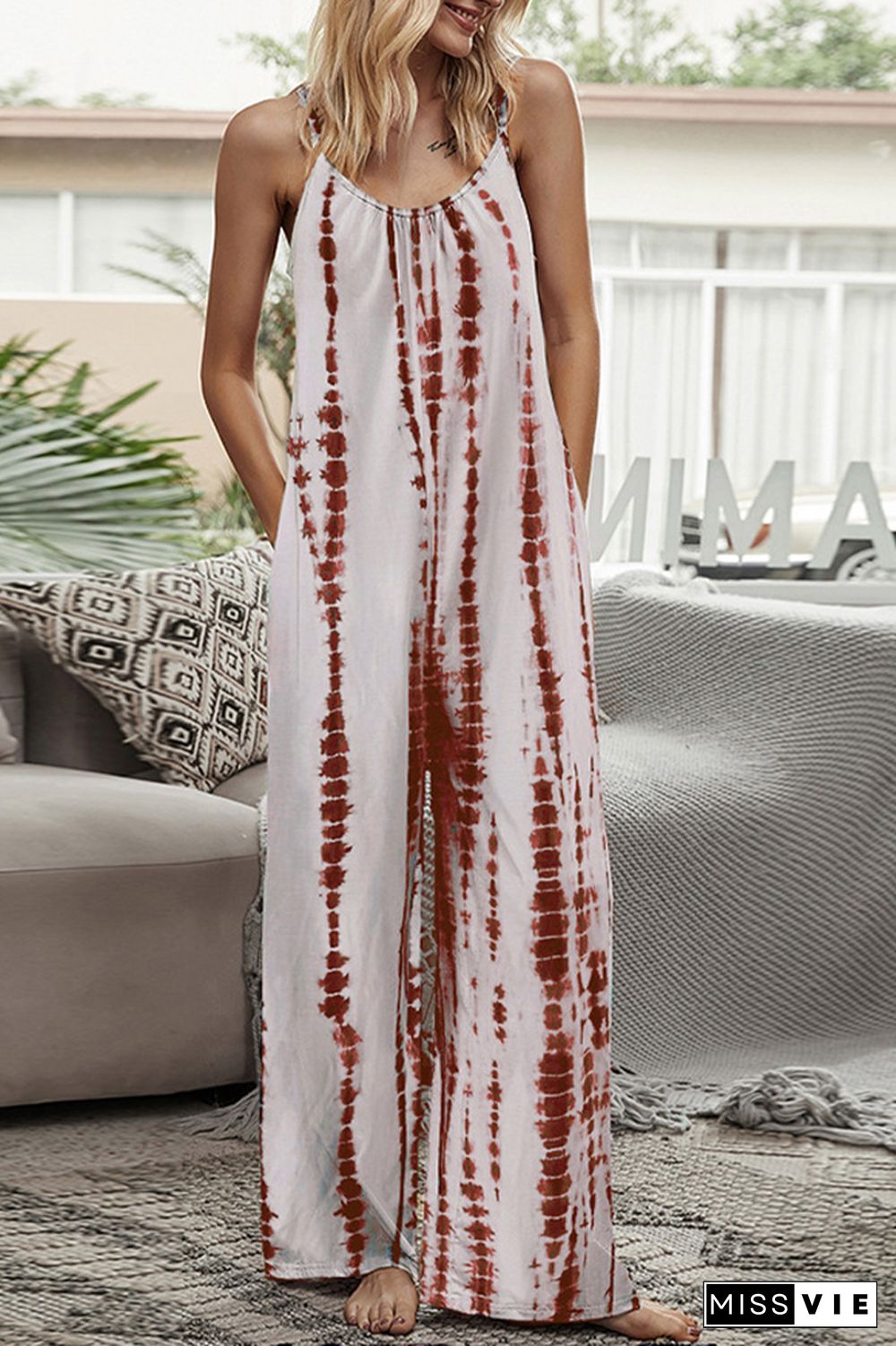 Print Long Pants Loose Jumpsuit Wholesale