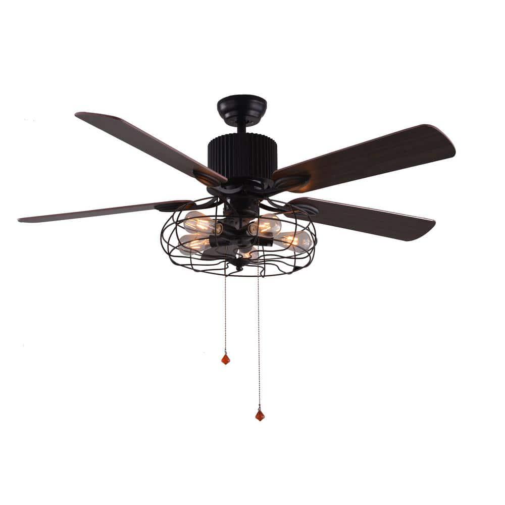 Bella Depot 52 in Black Industrial Ceiling Fan with Light Kit and Remote Control