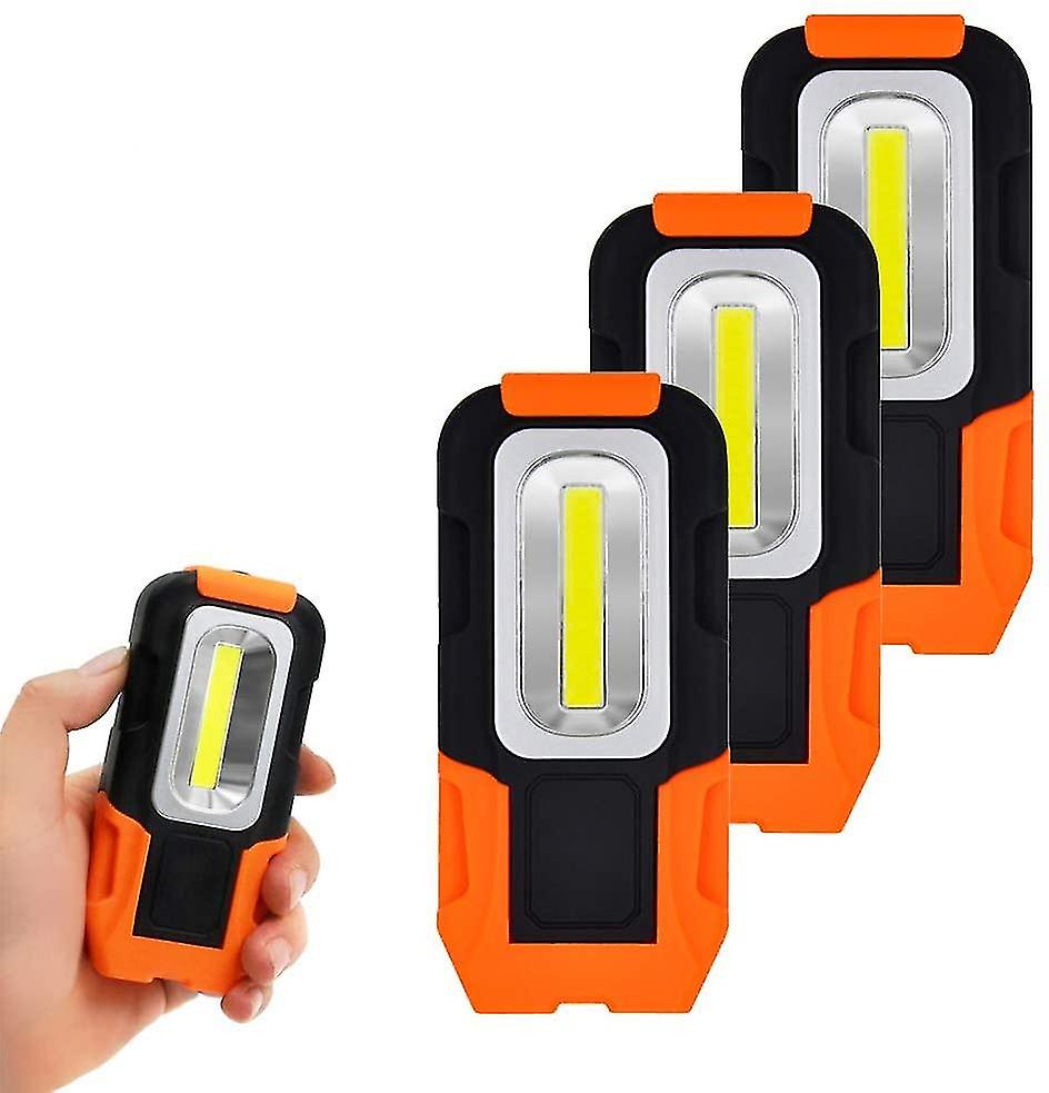 Led Work Lights 3w Cob Led Portable Magnetic Pocket Torch Aaa Batteries Not Included， Foldable Light With Magnetic Base And Hook Set Of 3 By Enuotek [