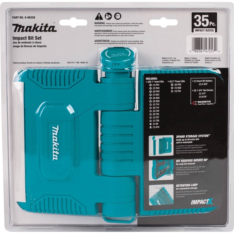 Makita ImpactX Assorted Driver Bit Set S2 Tool Steel 35 pc