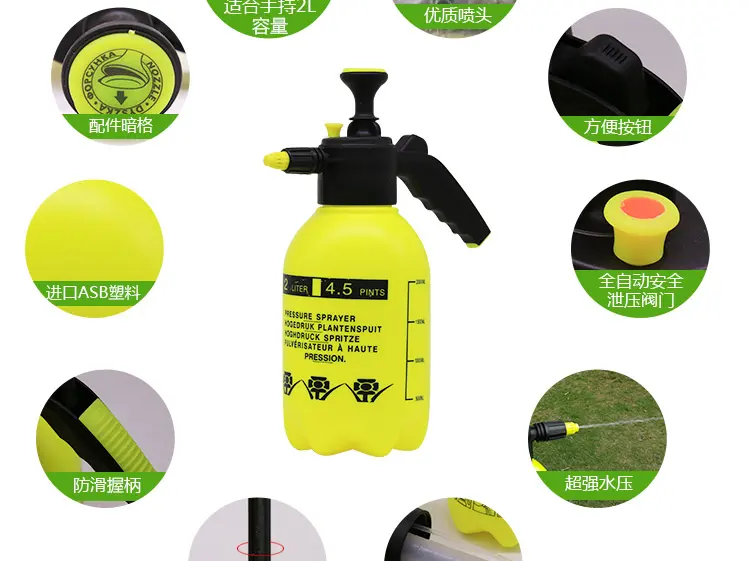 Professional degassing 2L High Plastic Watering Can Garden Portable Water Manual Hand Pump Air Pressure Sprayer Bottle