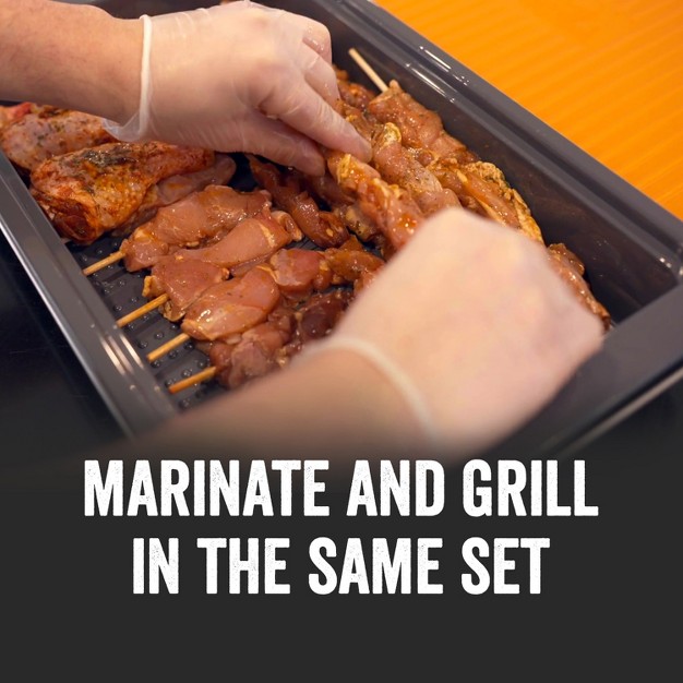 Yukon Glory Grill Prep Trays Include A Plastic Marinade Container For Marinating Meat amp A Stainless Steel Serving Platter