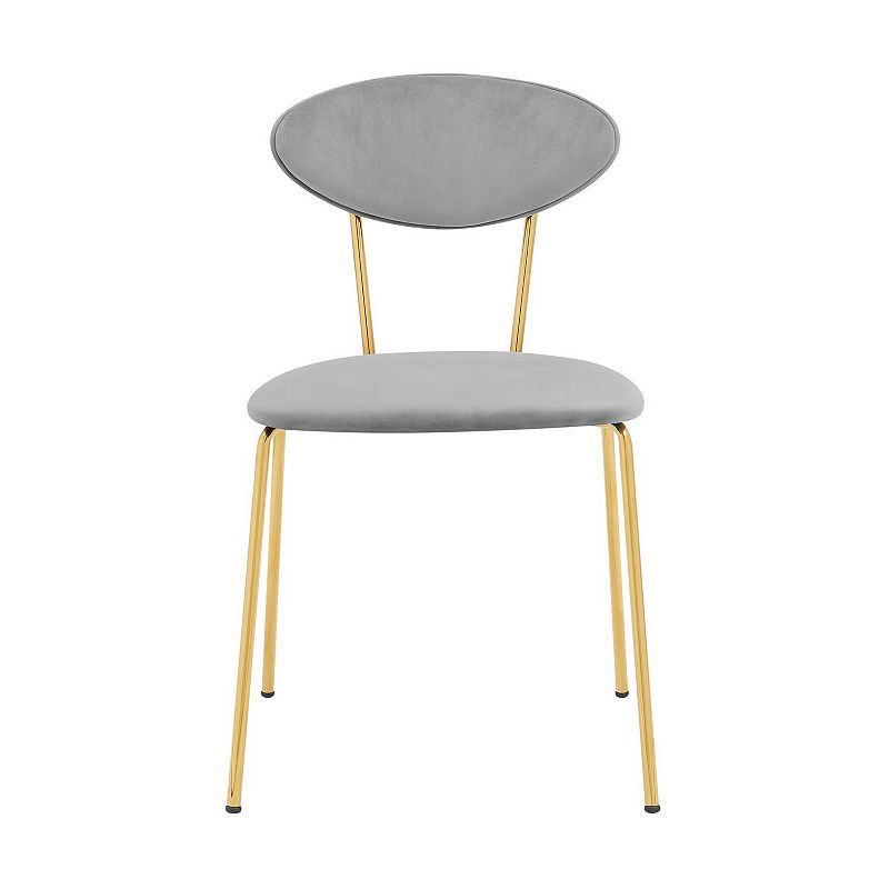 Neo Modern Grey Velvet and Gold Metal Leg Dining Room Chairs - Set of 2