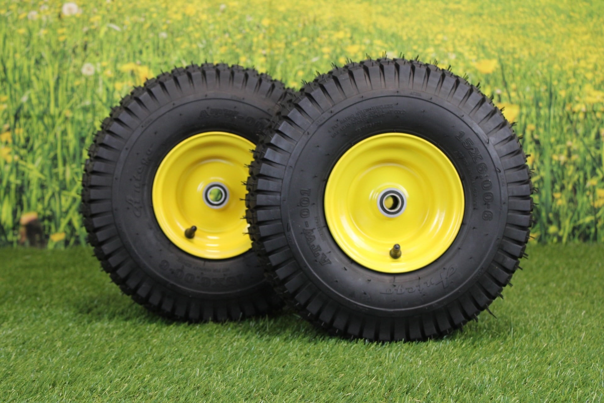 Antego Tire and Wheel 15x6.00-6 Tires and Wheels 4 Ply for Lawn and Garden Mower Turf Tires .75