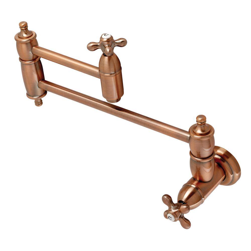 Kingston Brass Restoration Wall Mounted Pot Filler in Antique Copper HKS310AXAC