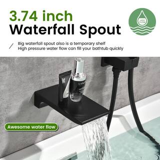 UKISHIRO Single-Handle 1-Spray Wall Mount Tub and Shower Faucet in Black (Valve Included) SMD00JI2116007