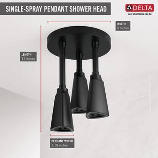 Delta Contemporary 1-Spray Patterns 2.5 GPM 9 in. Ceiling Mount Fixed Shower Head with H2Okinetic in Matte Black 57140-BL25-L