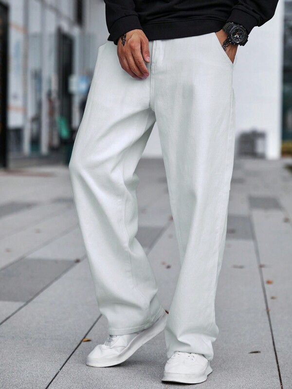 Hypemode Men Cotton Slant Pocket Straight Leg Jeans