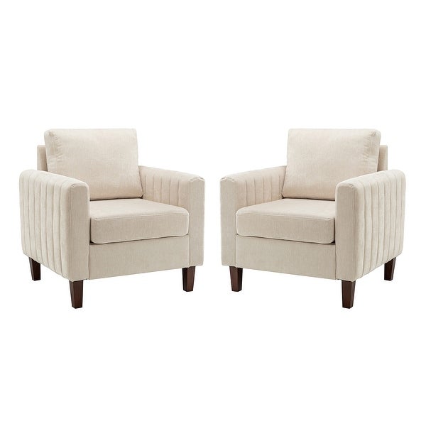 Ganymedes Comfy Accent Club Chair with Wood Base Set of 2 by HULALA HOME