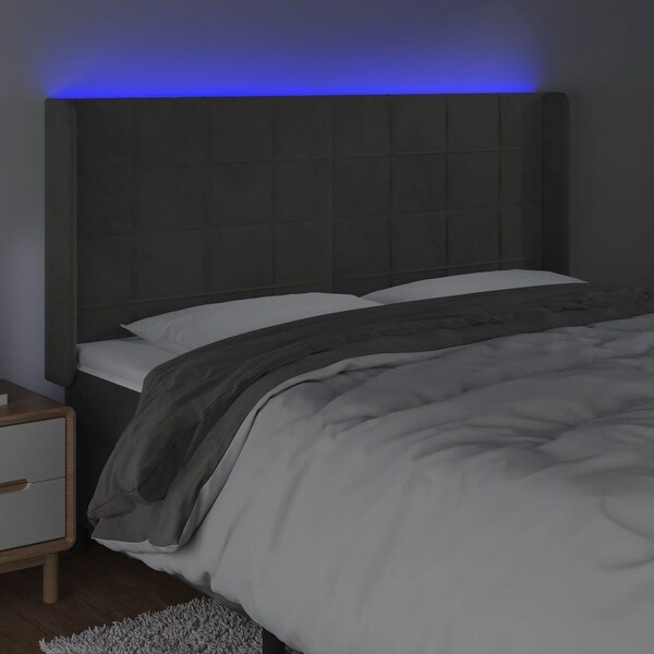 vidaXL LED Headboard Light/Dark Gray Velvet - - 37455492