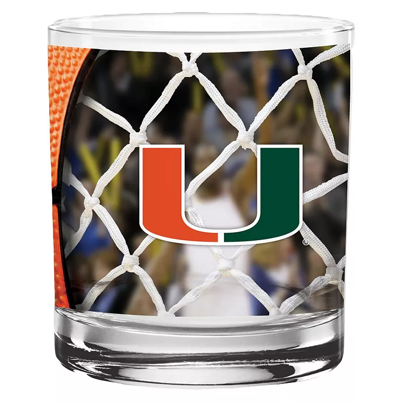 Miami Hurricanes 14oz. Basketball Rocks Glass