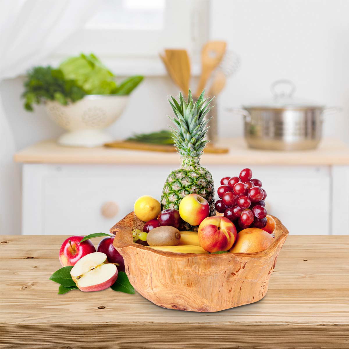 Nuolux Bowl Wooden Serving Fruit Bowls Wood Candy Japanese Plate Dish Tray Storage Key Vintage Soup Decorative Carved Bamboo