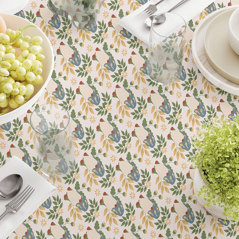 Square Tablecloth， 100% Polyester， 70x70， Cute Gnomes and Flowers