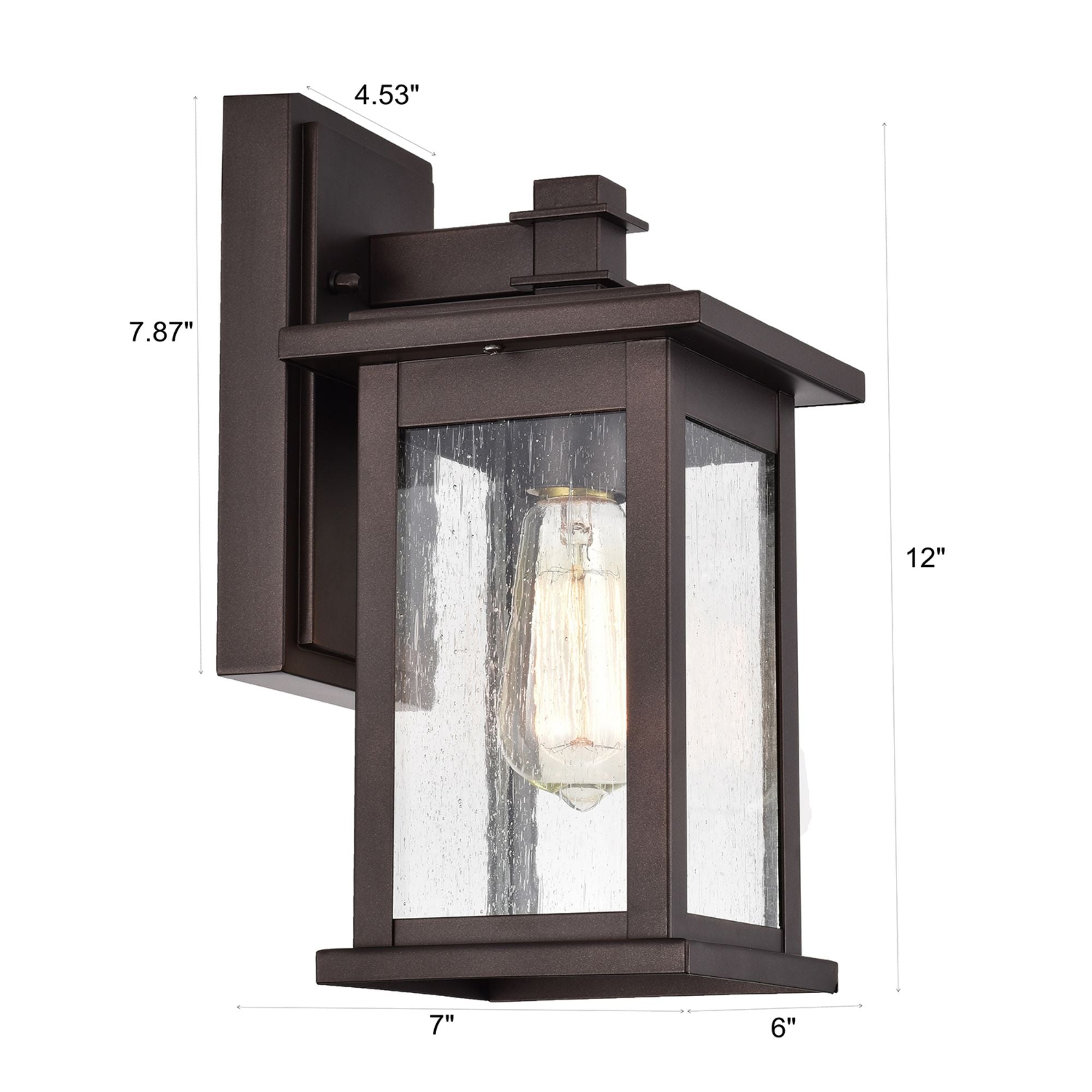 Oil Rubbed Bronze Outdoor Wall Light,Waterproof Outdoor Wall Lamps Porch Lights Wall Lantern, Wall Sconce with Seeded Glass Shade