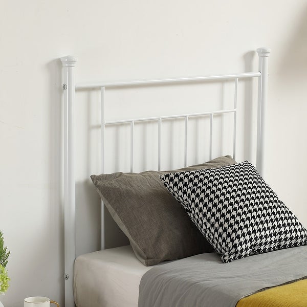 White Iron Frame Twin Headboard - - 36061698