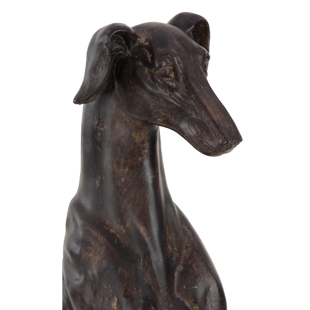 Brown Polystone Dog Sculpture   12 x 10 x 31