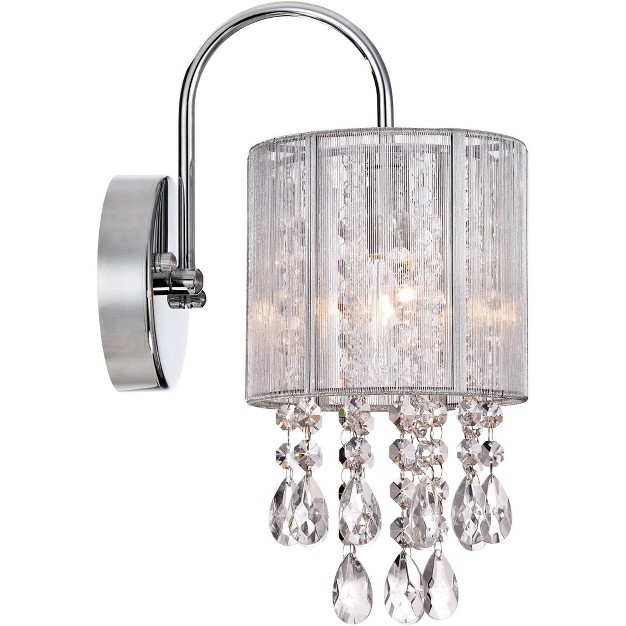 Fixture Curved Arm Clear Crystal Silver String Drum Shade For Bedroom House