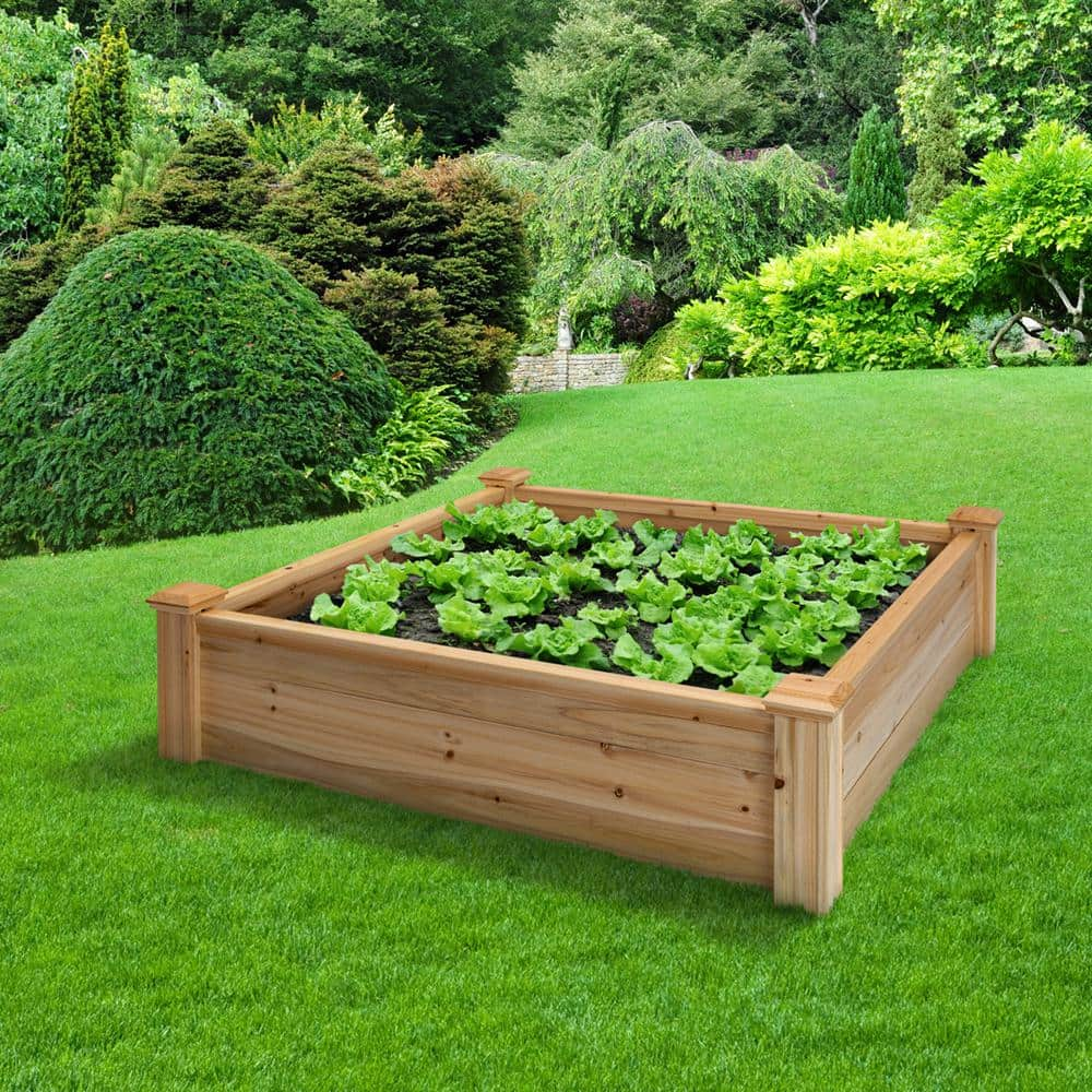 Outdoor Essentials Heirloom 4 ft. x 4 ft. Deluxe Cedar Raised Garden Bed (Tool Free) 472551