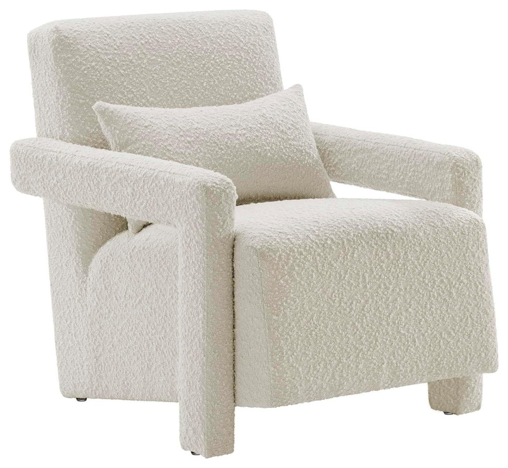 Contemporary Accent Chair  Boucle Seat With Square Angular Armrests   Contemporary   Armchairs And Accent Chairs   by Decor Love  Houzz