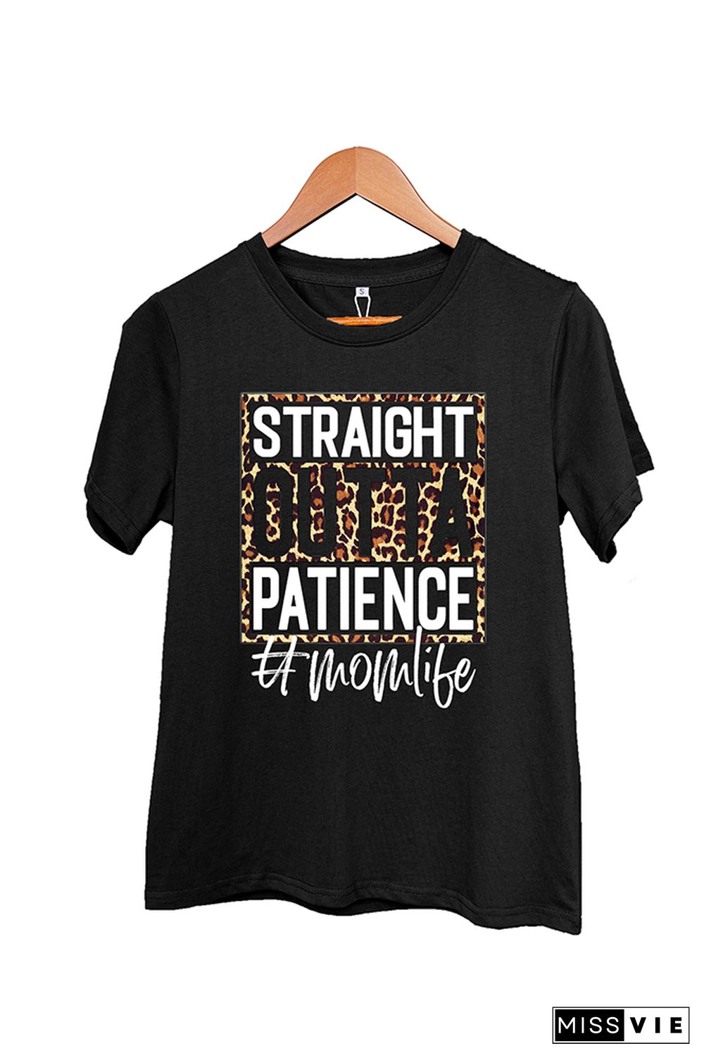 Leopard Straight Outta Patience Mom Short Sleeve Graphic Tee Wholesale