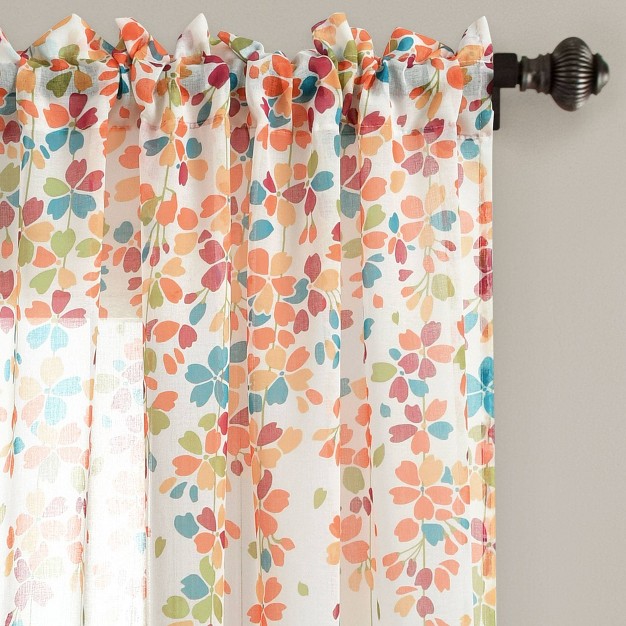 Sheer Weeping Flower Curtain Panels Turquoise tangerine Lush D cor