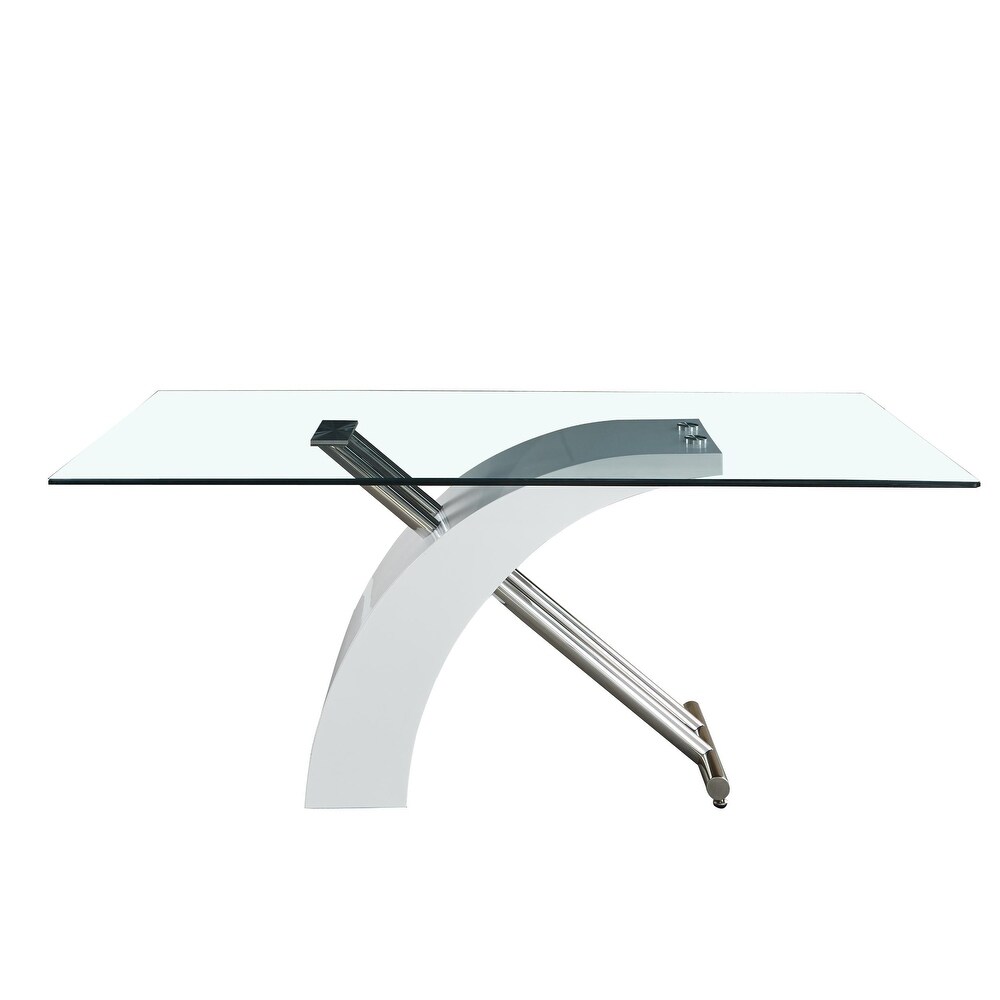 Shirley Modern Rectangular Glass Top Dining Table