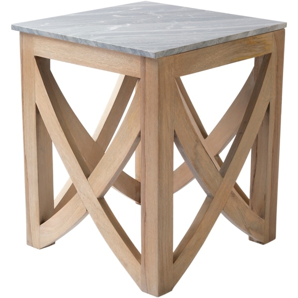 Charley Marble and Natural Wood Transitional Hand Crafted End Table - 18