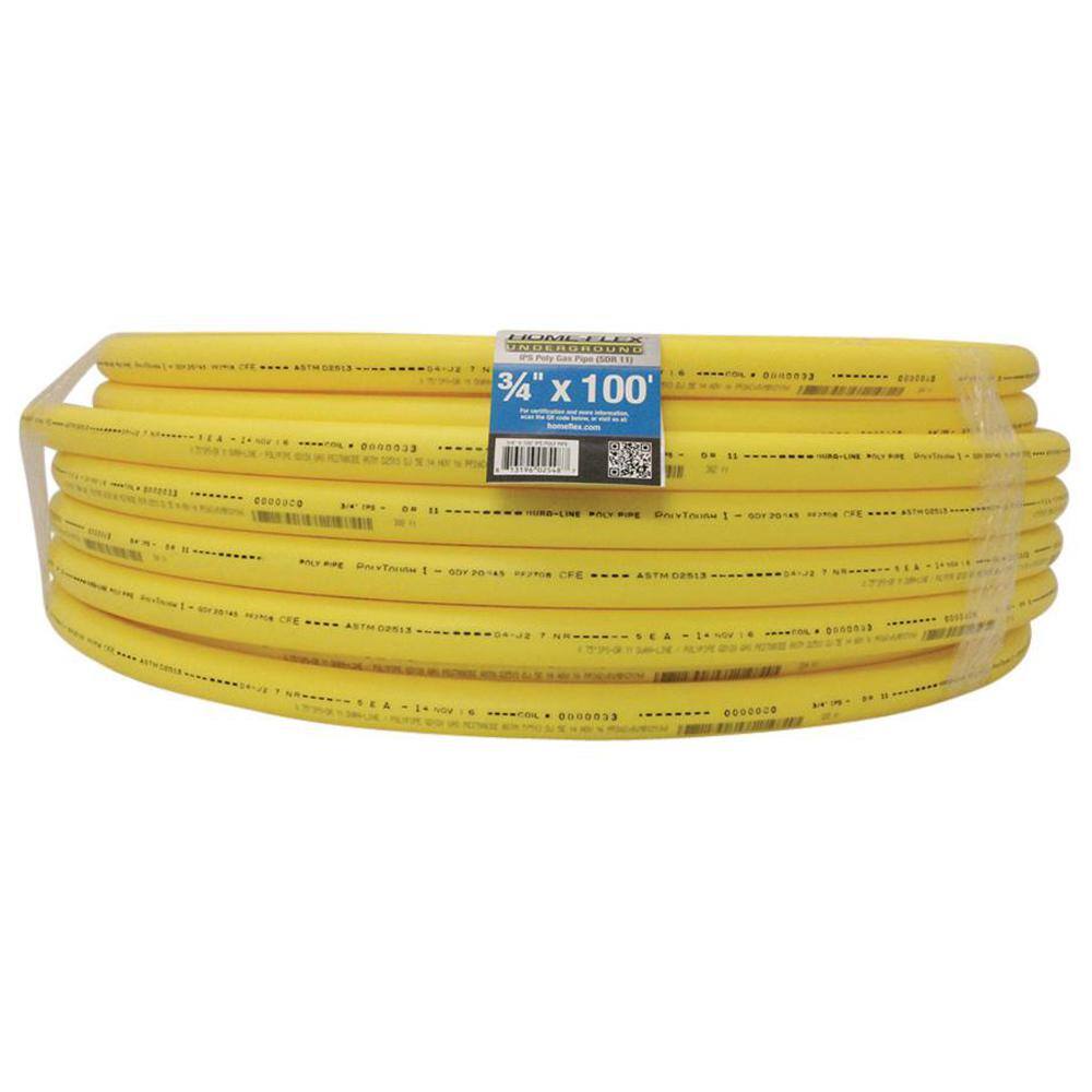 HOME-FLEX 34 in. IPS x 100 ft. DR 11 Underground Yellow Polyethylene Gas Pipe 19-0711100