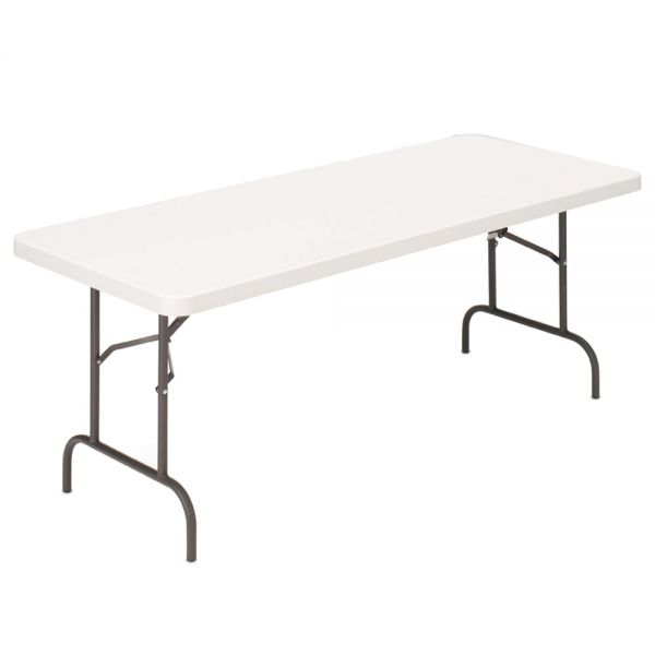 Molded Plastic Top Folding Table， 8'W， Gray Granite