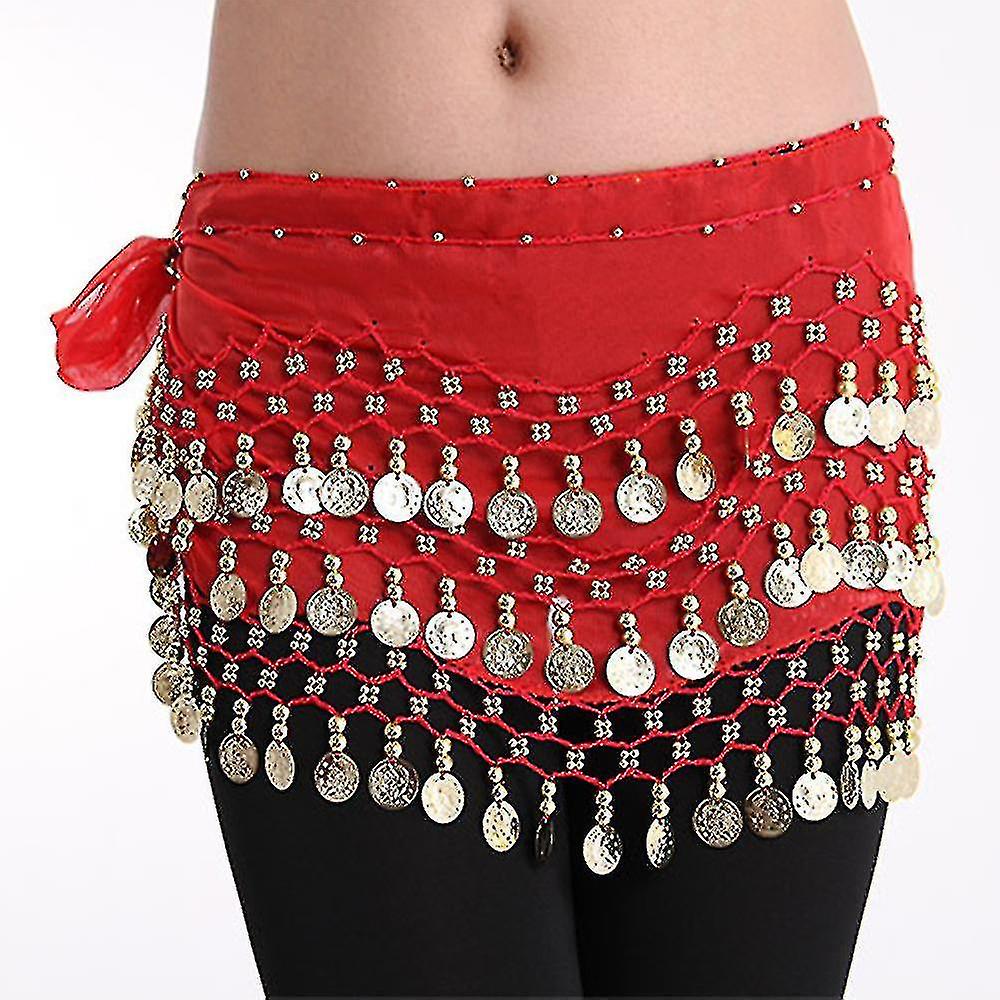 Hip Scarf For Belly Dancing， Women's Belly Dance Scarf With Coin Skirt