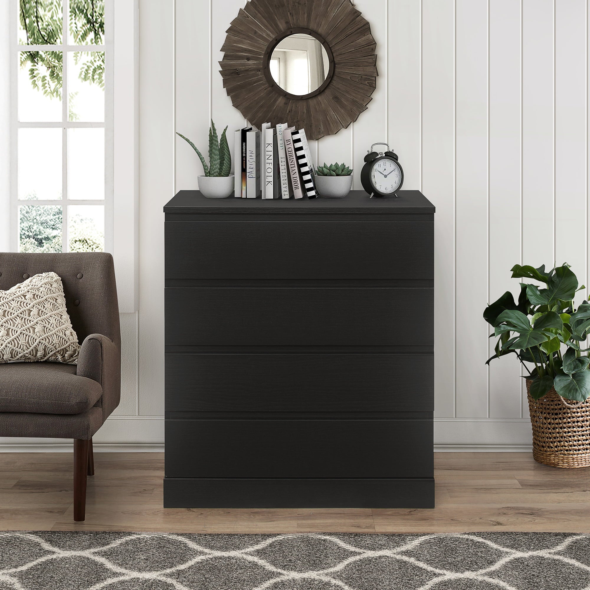 Brindle 4-Drawer Dresser, Black Oak, by Hillsdale Living Essentials