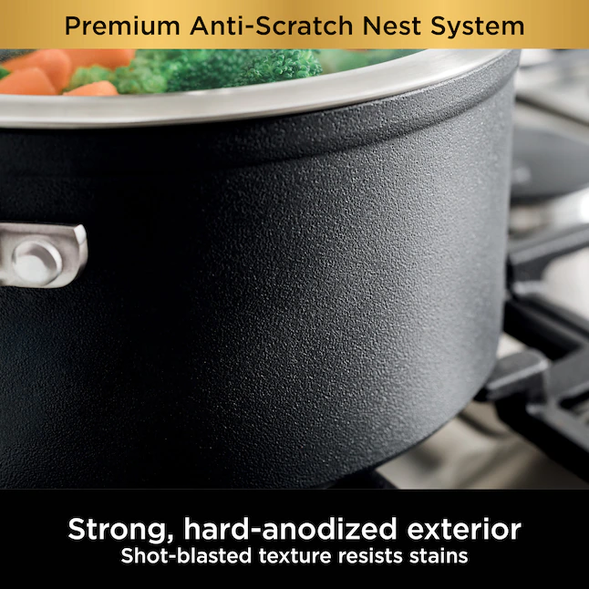 Ninja C59500 Foodi NeverStick Premium Anti-Scratch Nest System， 10-Piece Cookware Set