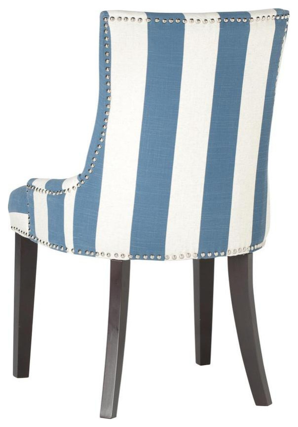 Deacon 19 quotH Awning Stripes Dining Chair set of 2 Silver Nail Heads Blue   Beach Style   Dining Chairs   by AED Luxury Home Decor  Houzz