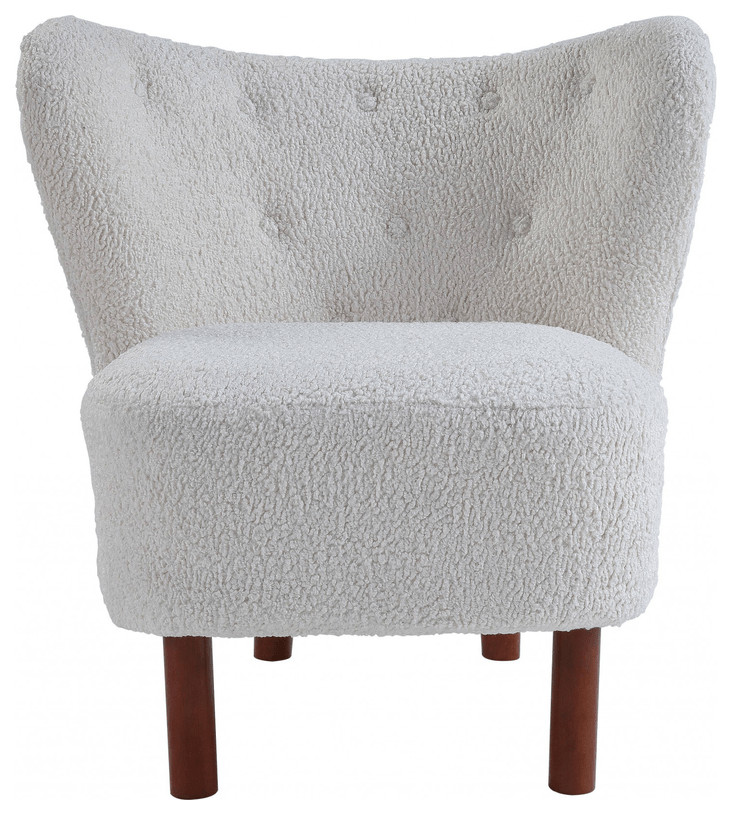 31 quotWhite Sherpa And Brown Polka Dots Wingback Chair   Transitional   Armchairs And Accent Chairs   by HomeRoots  Houzz