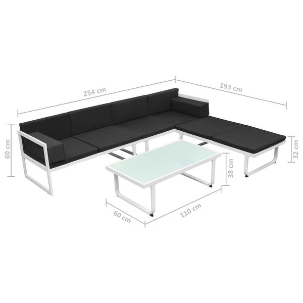 4 Piece Patio Lounge Set with Cushions Aluminum Black