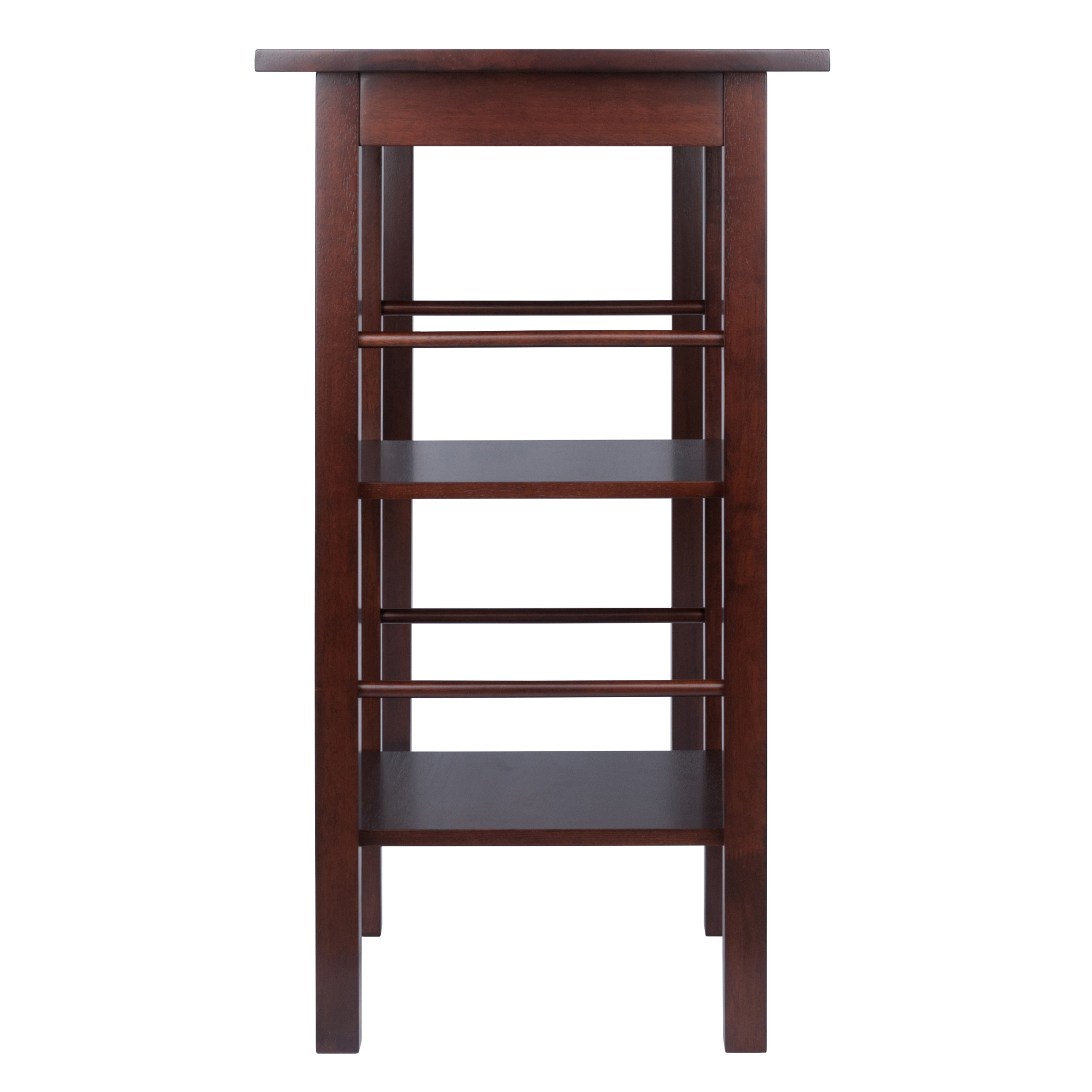 Winsome Wood Egan Breakfast Kitchen Island with Shelves， Walnut Finish