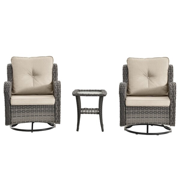 Wicker Patio Furniture Conversation Set with High Back Swivel Chairs and Storage Ottomans，Cushions Included🎃