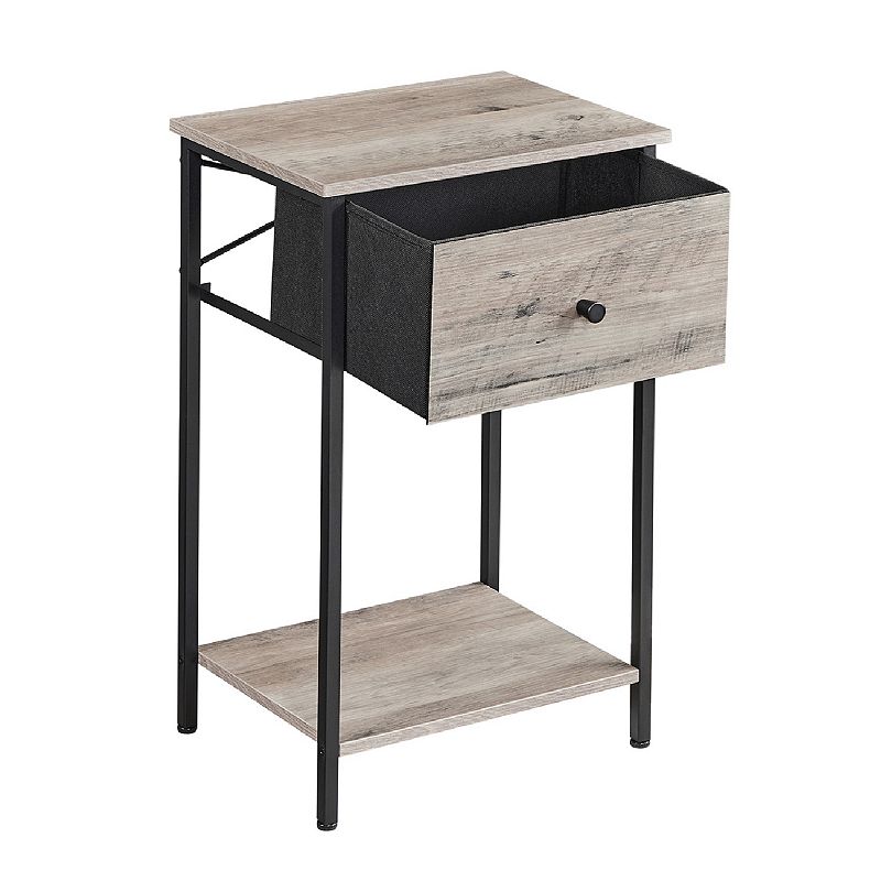 End Table With Storage Shelf And Steel Frame