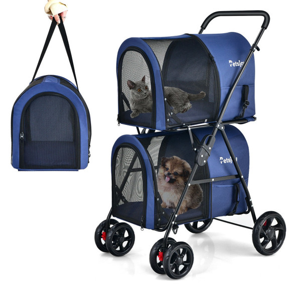 Costway 18756023 4 in 1 Double Pet Stroller with D...