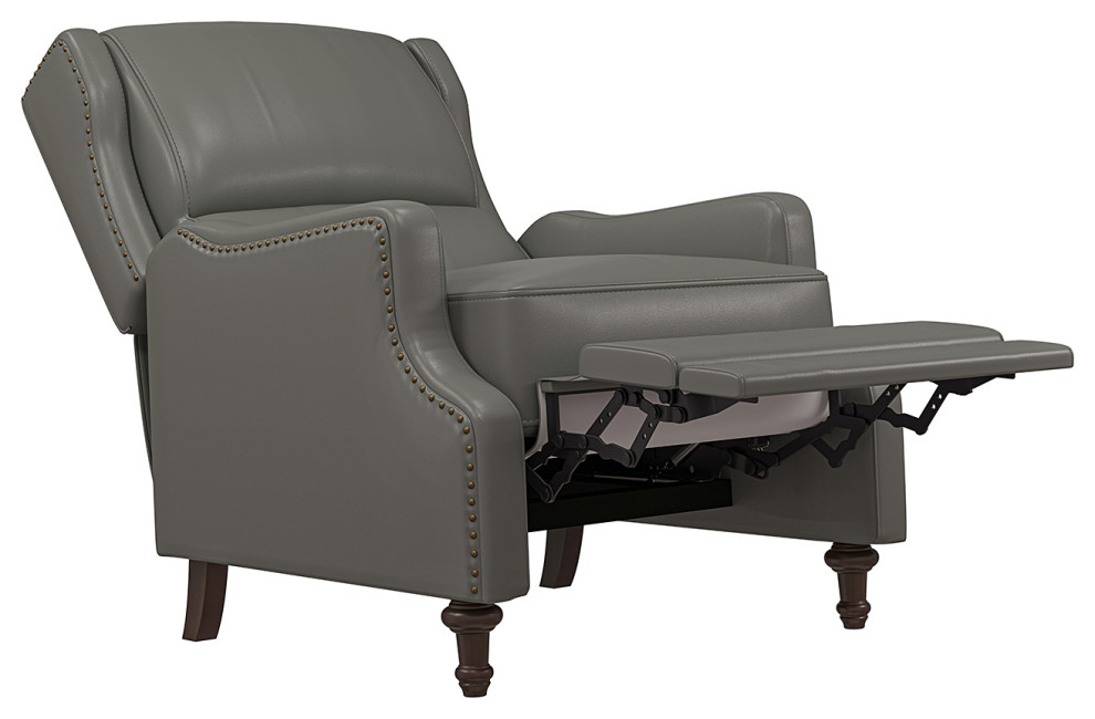 Traditional Genuine Leather Recliner With Nailhead Trims   Traditional   Recliner Chairs   by Karat Home  Houzz