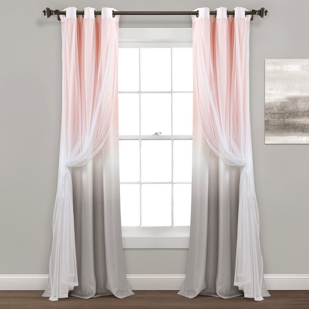 Home Boutique Umbre Fiesta Grommet Sheer Printed Light Filtering Window Curtain Panel Blush gray Single 38x84