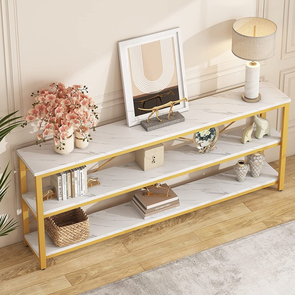 70.8 Inches Console Table 3 Tiers TV Stand Sofa Table