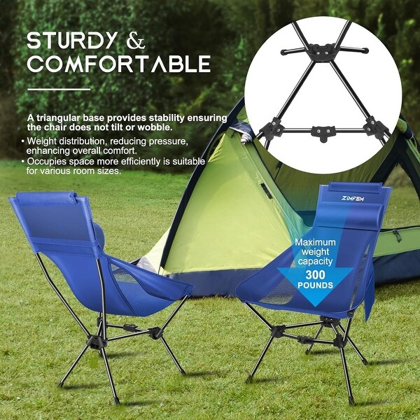 Portable Camping Chair with Headrest and Storage bag，Lightweight Foldable Chair